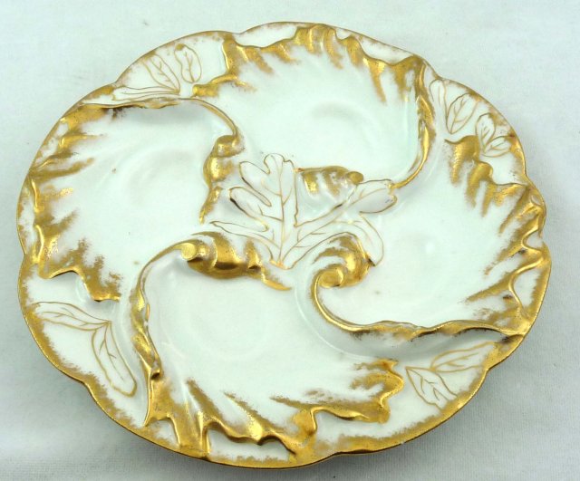 HAVILAND LIMOGES CFH GDM Oyster Plate HP Gold c. 1881