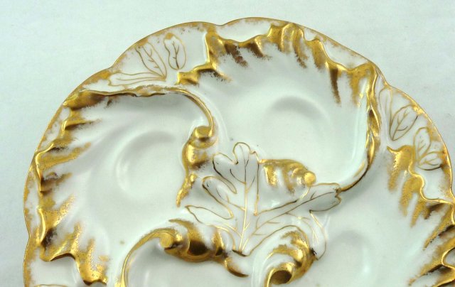 HAVILAND LIMOGES CFH GDM Oyster Plate HP Gold c. 1881