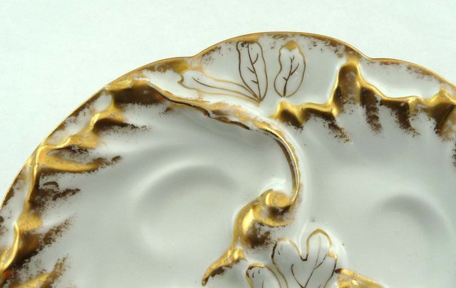 HAVILAND LIMOGES CFH GDM Oyster Plate HP Gold c. 1881