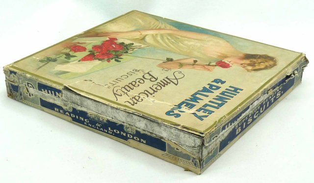 Antique HUNTLEY & PALMERS AMERICAN BEAUTY Rose Biscuit Tin England
