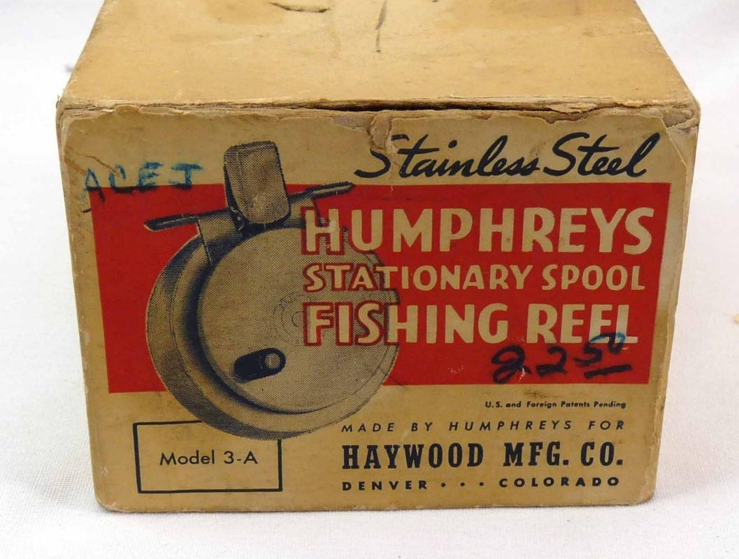 STAINLESS STEEL HUMPHREYS Model 3A Fishing Reel Made Denver w/ Orig Box & Inst.