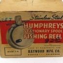STAINLESS STEEL HUMPHREYS Model 3A Fishing Reel Made Denver w/ Orig Box & Inst.