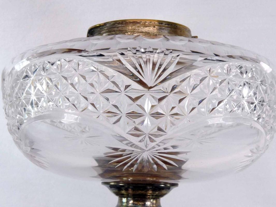 Antique HAWKSWORTH EYRE Silver & Cut Glass Corinthian Column Oil Lamp Hink's