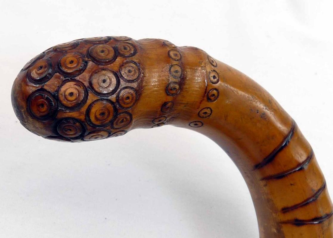 Vintage or Antique Carved Bamboo Root Ball Cane Walking Stick