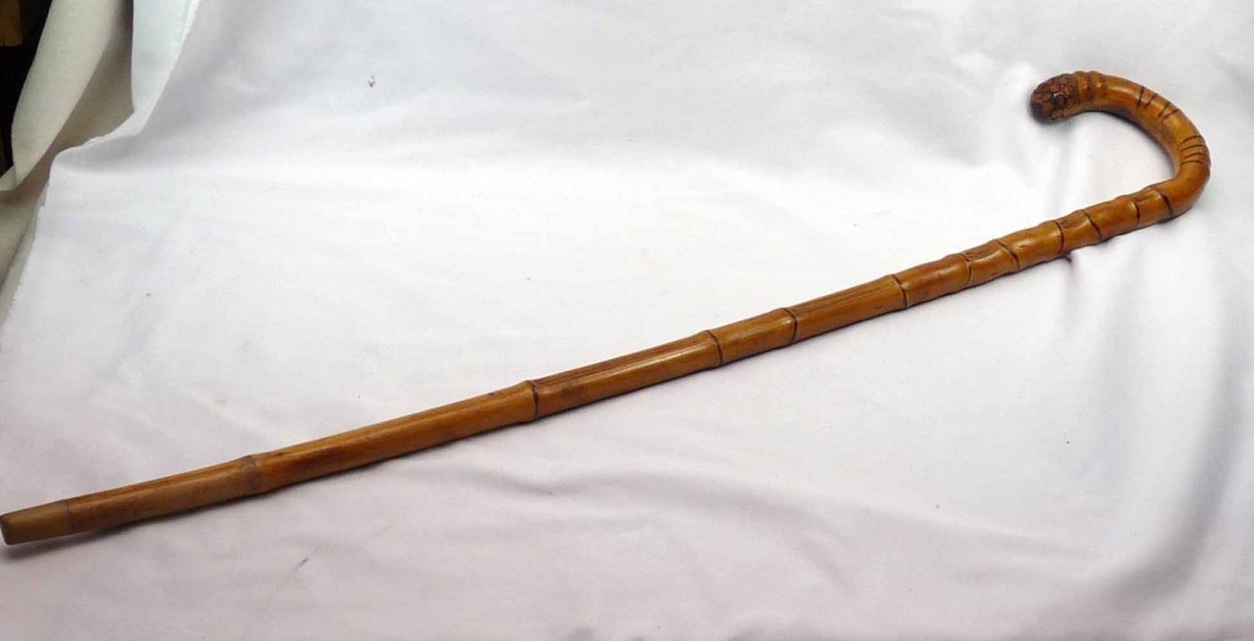 Vintage or Antique Carved Bamboo Root Ball Cane Walking Stick