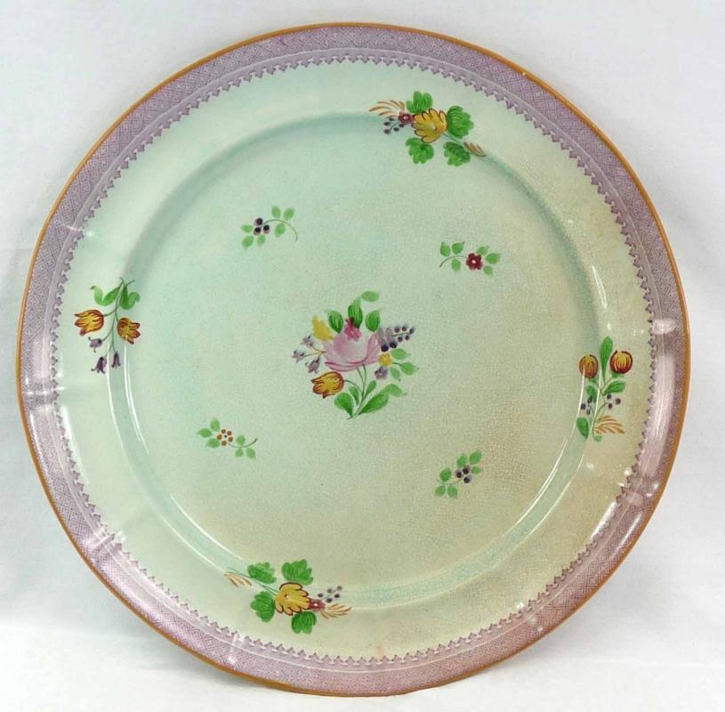 Vintage ADAMS Lowestoft Handpainted CALYX Ware Chop Plate Round Platter 12 1/2