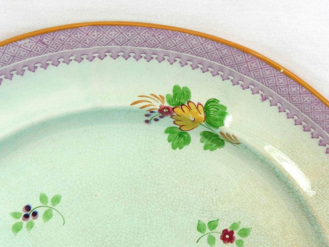 Vintage ADAMS Lowestoft Handpainted CALYX Ware Chop Plate Round Platter 12 1/2