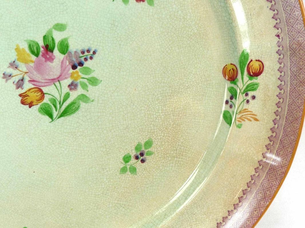 Vintage ADAMS Lowestoft Handpainted CALYX Ware Chop Plate Round Platter 12 1/2