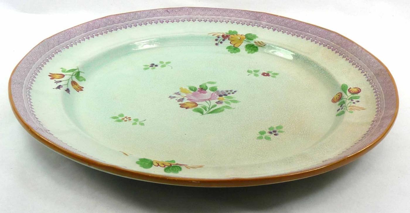 Vintage ADAMS Lowestoft Handpainted CALYX Ware Chop Plate Round Platter 12 1/2