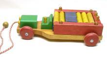 Vintage 1950's PLAYSKOOL Wood Pull Toy w/ Wood Blocks