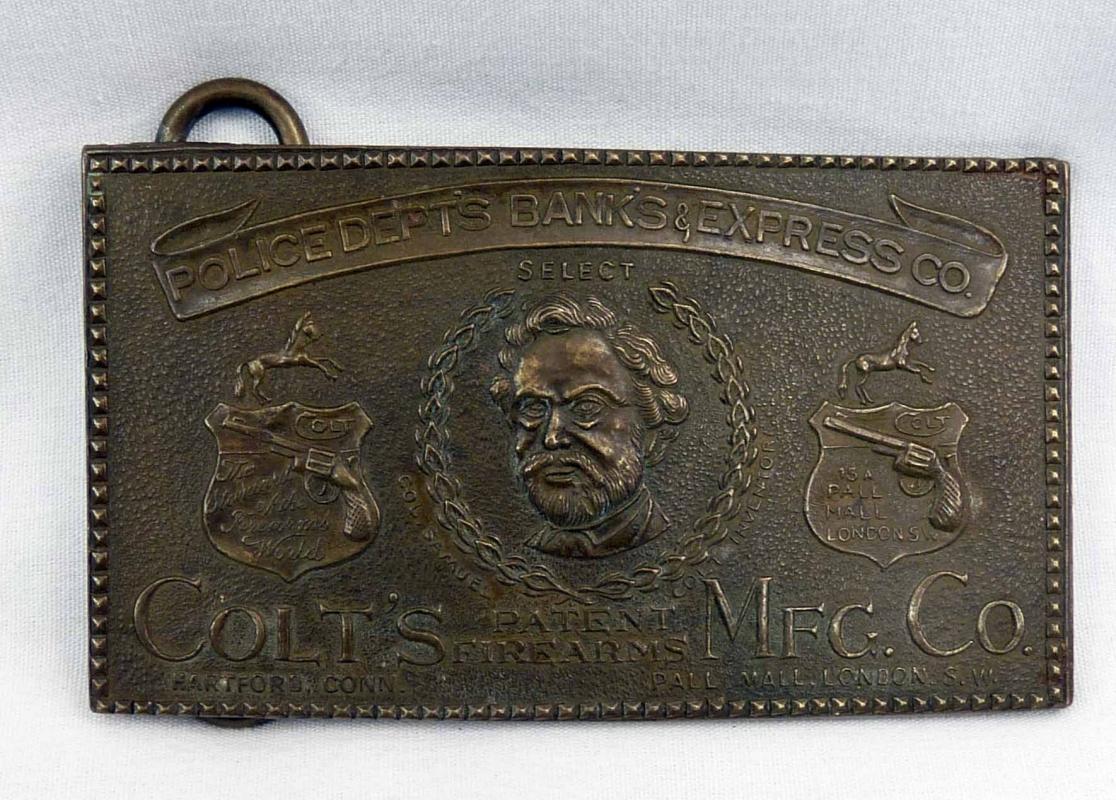 Solid Brass COLT FIREARMS Police Dept Bank & Express Belt Buckle