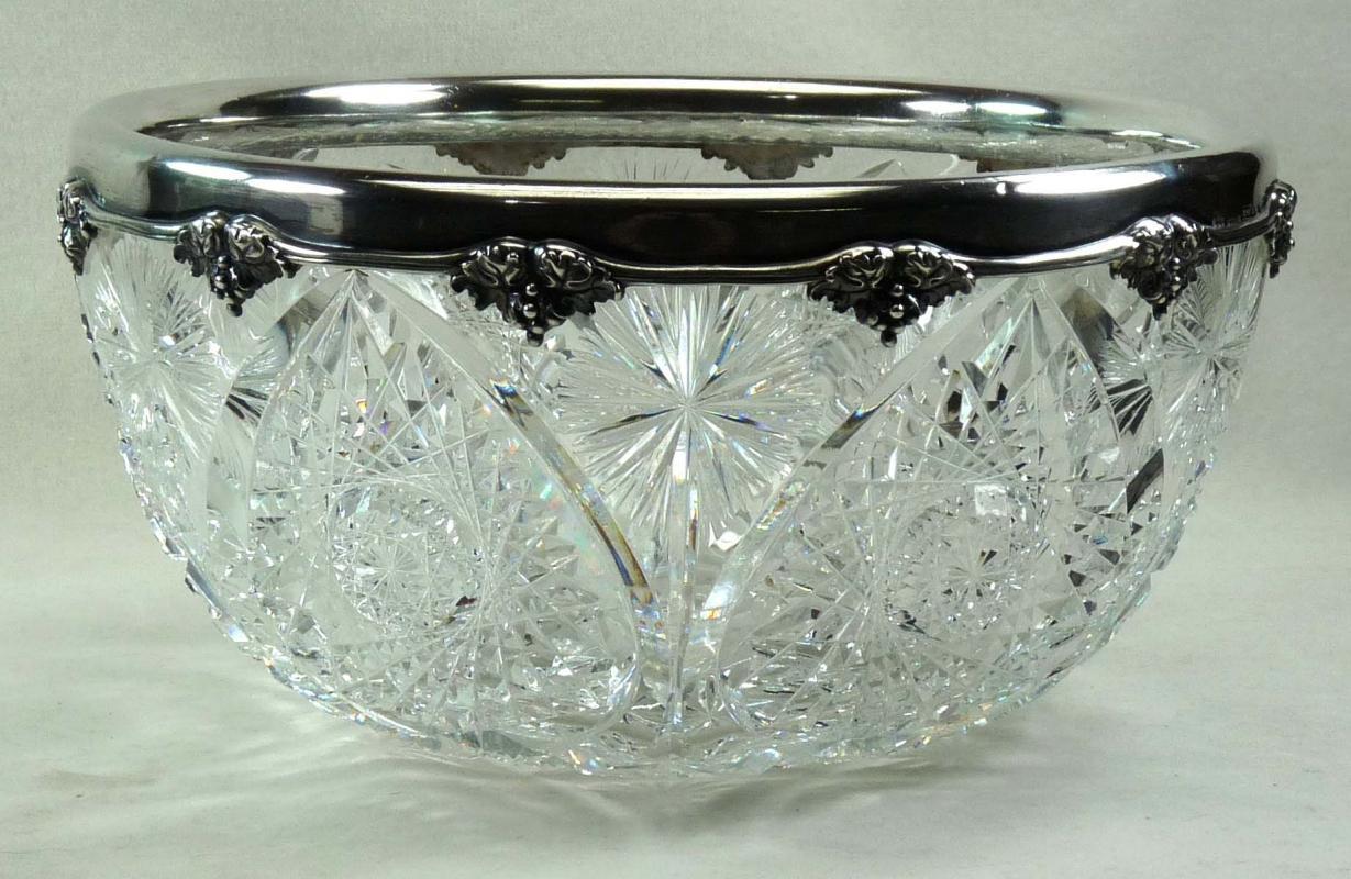 1905 American Brilliant Cut Glass GORHAM Sterling Bowl