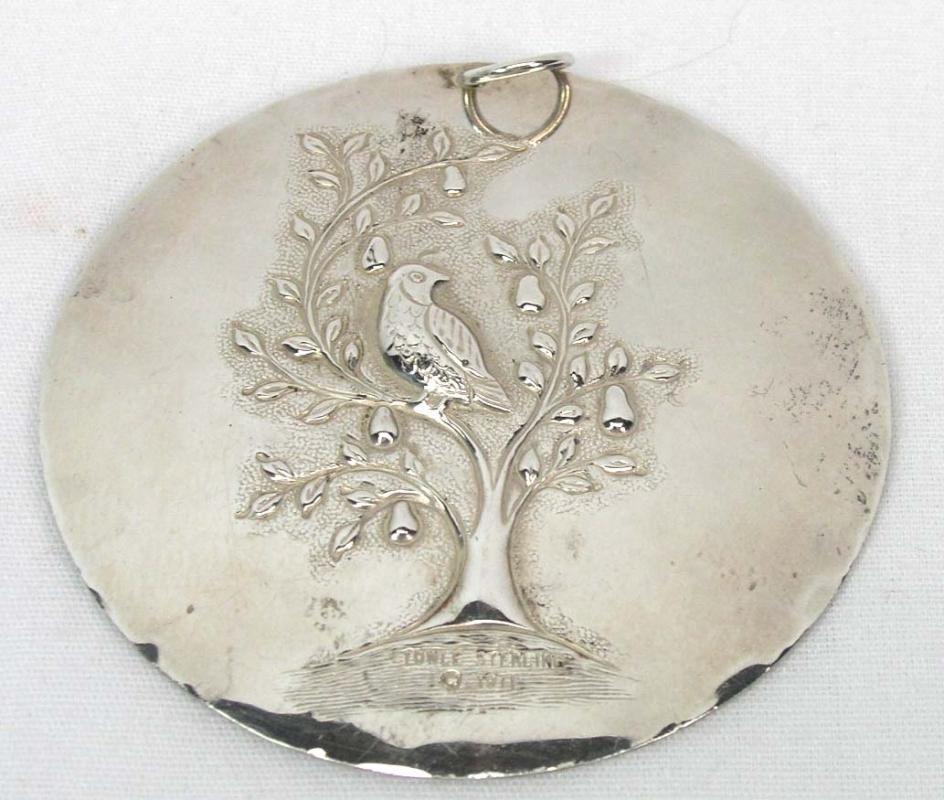 1971 TOWLE Sterling Partridge Pear Tree Ornament Pendant FIRST