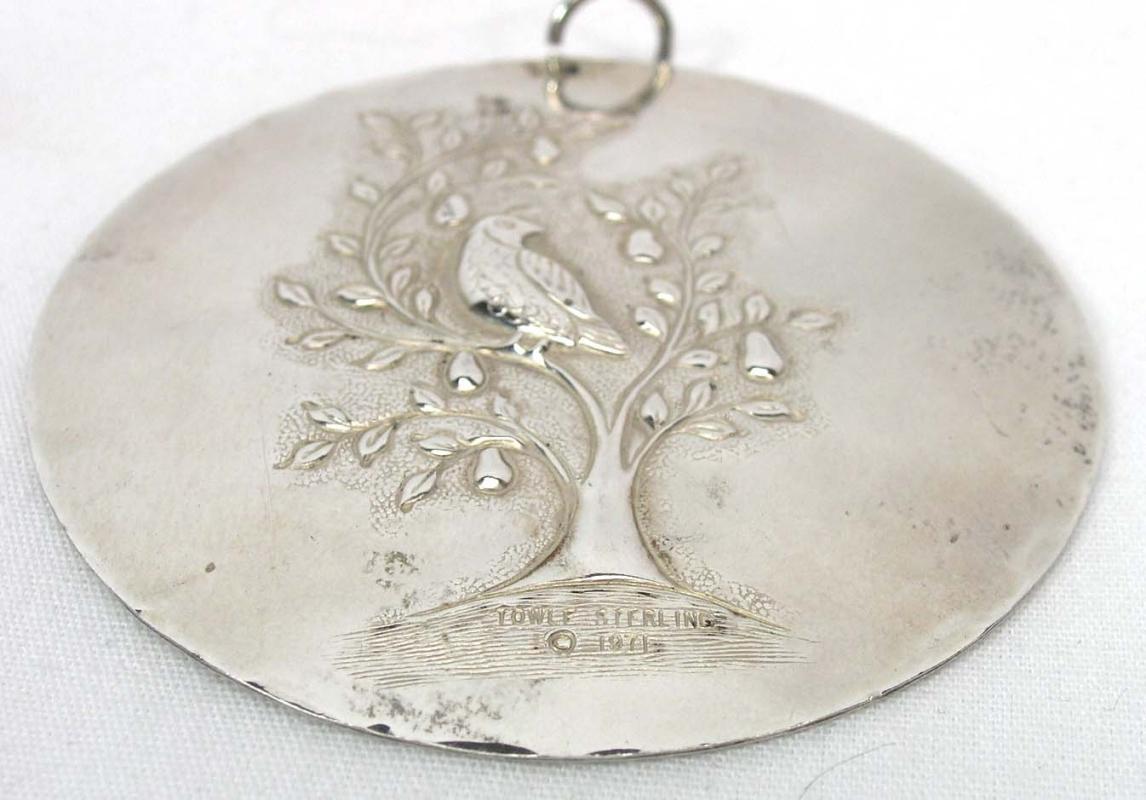 1971 TOWLE Sterling Partridge Pear Tree Ornament Pendant FIRST