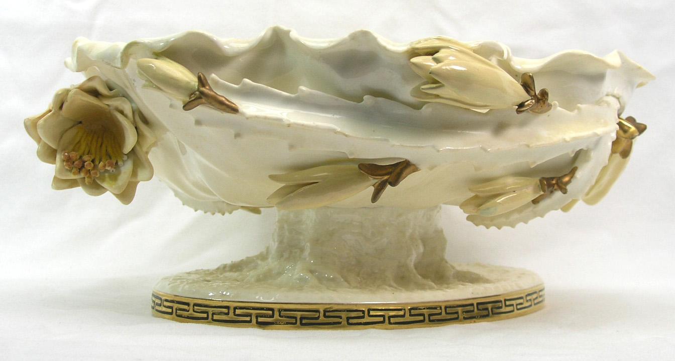 RARE Antique MOORE BROS 1890 Porcelain Pedestal Bowl
