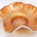 DUGAN Carnival STIPPLED FLOWER Peach Opalescent Bowl 8