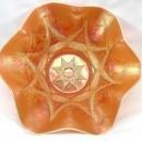 DUGAN Carnival SKI STAR COMPASS Peach Opalescent Bowl