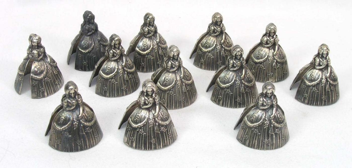 12 Figural Victorian Lady Place Card Holders ALPACCA