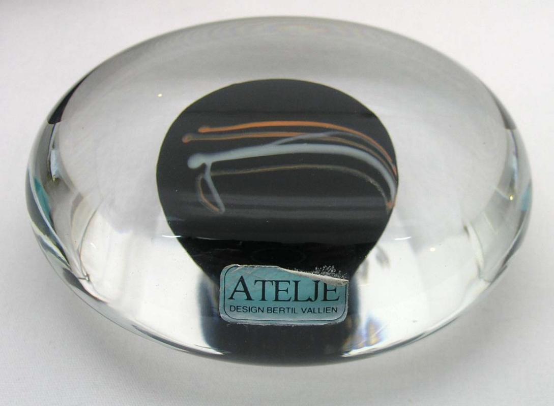 KOSTA BODA Art Glass Paperweight Artist Signed VALLIEN