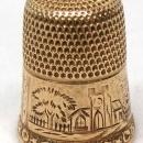 1880's Simons 14K GOLD Thimble Landscape Scene Village