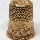 1880's Simons 14K GOLD Thimble Landscape Scene Village