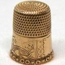 1880's Simons 14K GOLD Thimble Landscape Scene Village