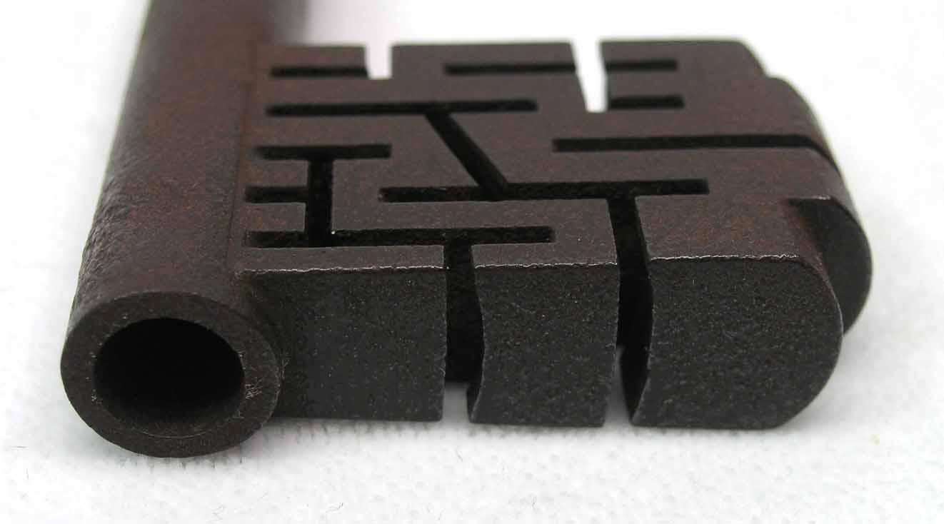 RARE Antique Warded Safe Lock Key Maze Design UNIQUE