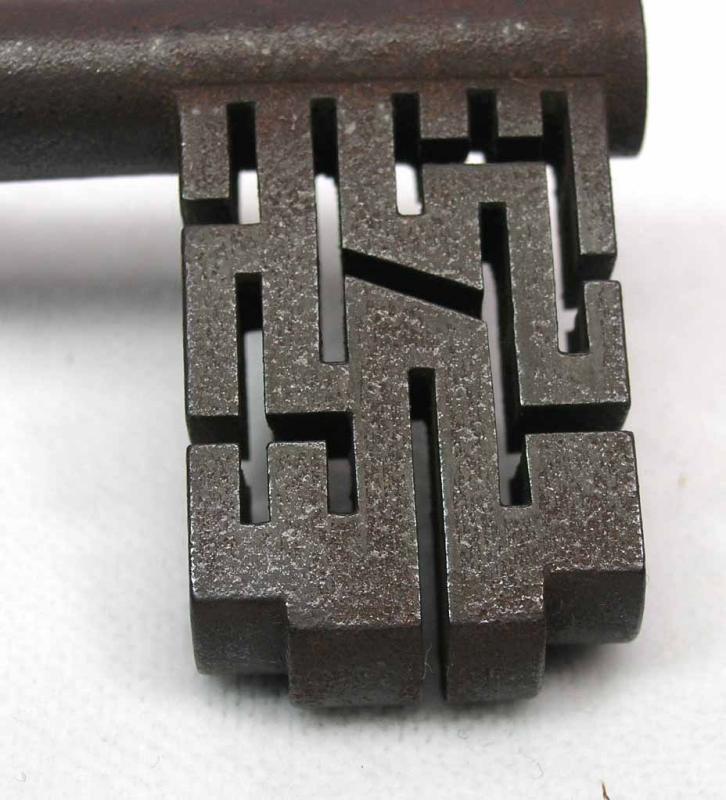 RARE Antique Warded Safe Lock Key Maze Design UNIQUE