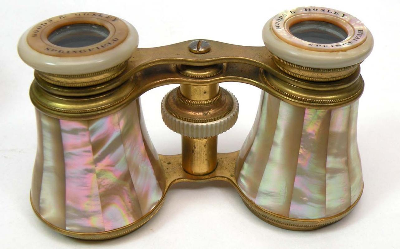 Old L H FORCE Mother of Pearl Opera Glasses w/ Case