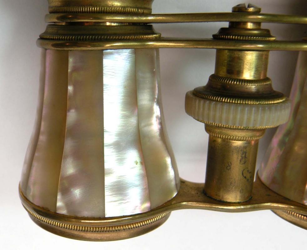 Old L H FORCE Mother of Pearl Opera Glasses w/ Case