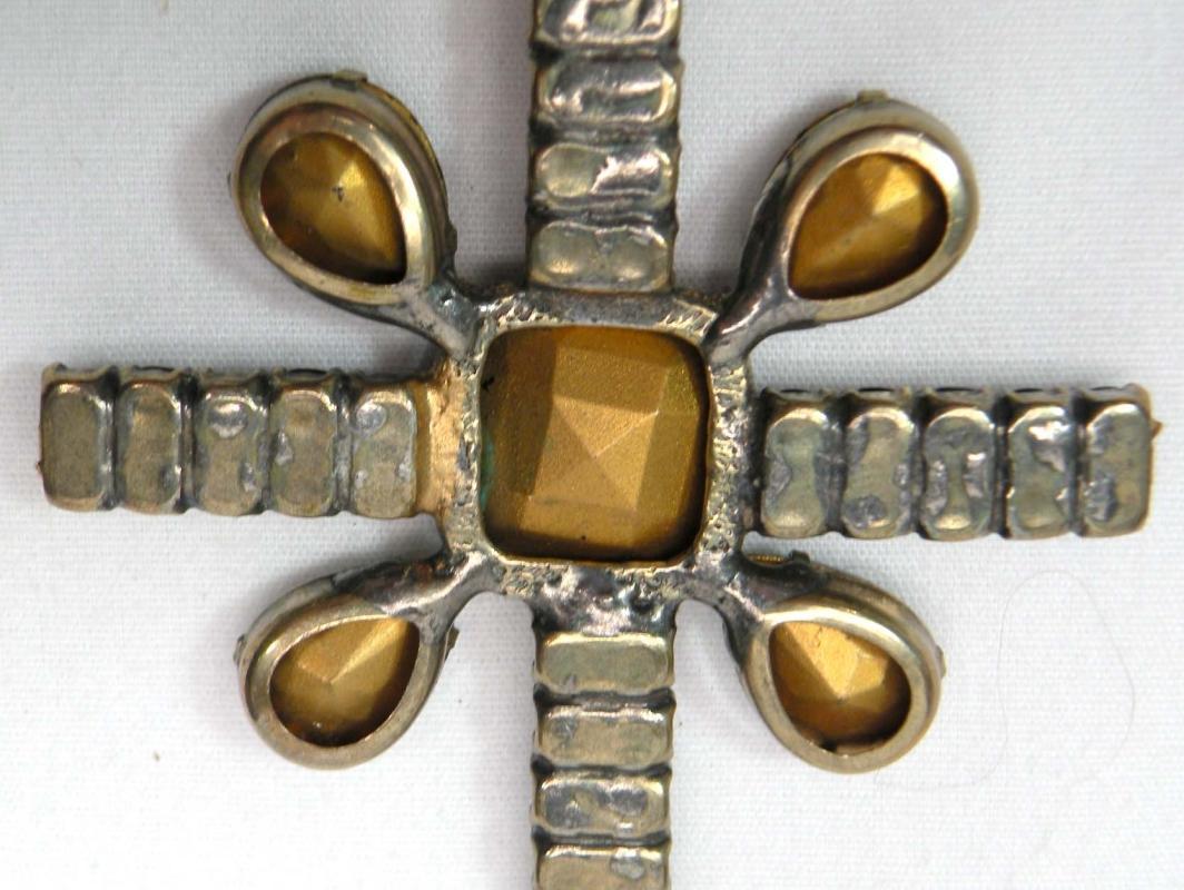 Antique Victorian Black SMOKY TOPAZ Cross