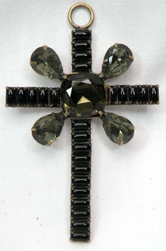Antique Victorian Black SMOKY TOPAZ Cross