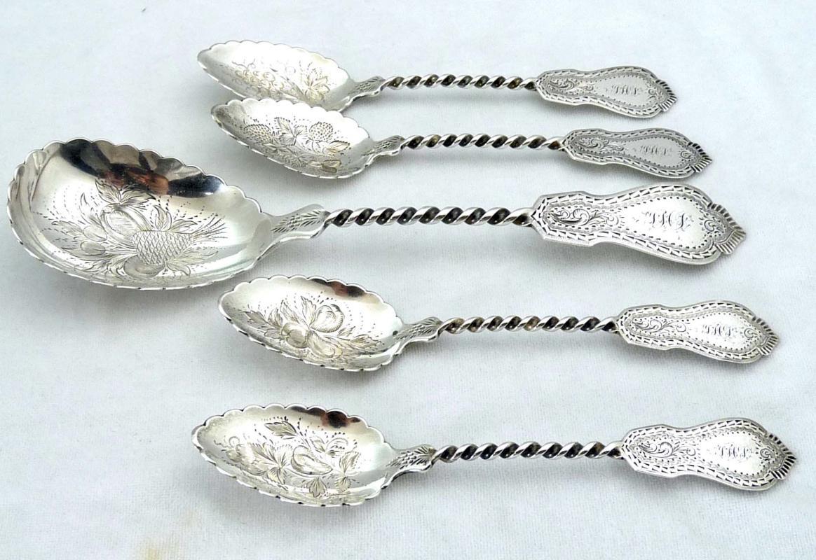 1859 GALE & WILLIS Sterling Silver 5 Pc. Dessert Set