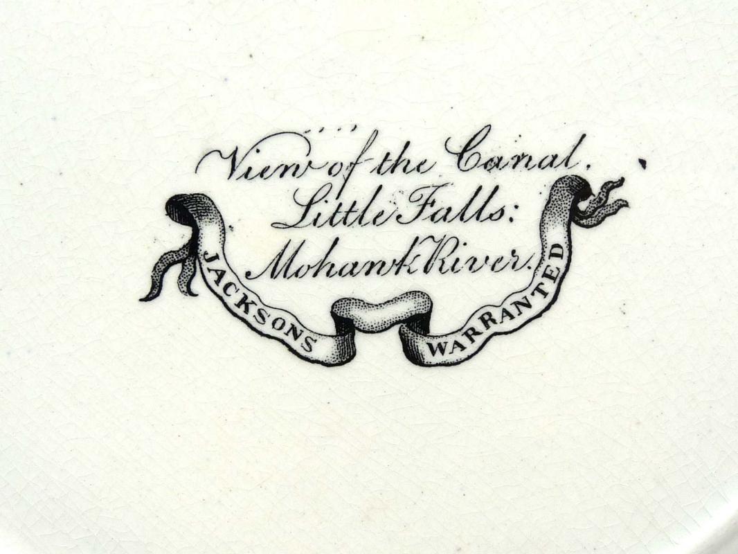 JACKSON Black Transferware CANAL LITTLE FALLS MOHAWK Plate