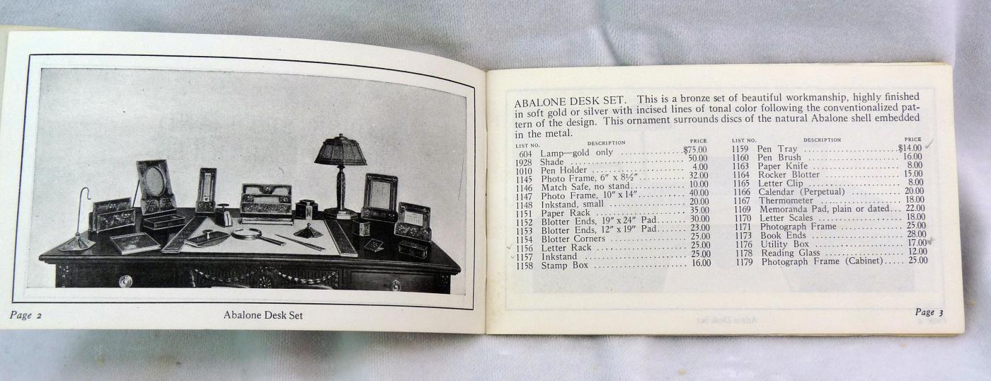 Antique Tiffany Desk Sets and Useful Articles Candlesticks, Frames ect.Catalog