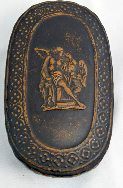 Antique Signed Gerbing & Stephan Bohemian Pottery Neoclassical Covered Match Box