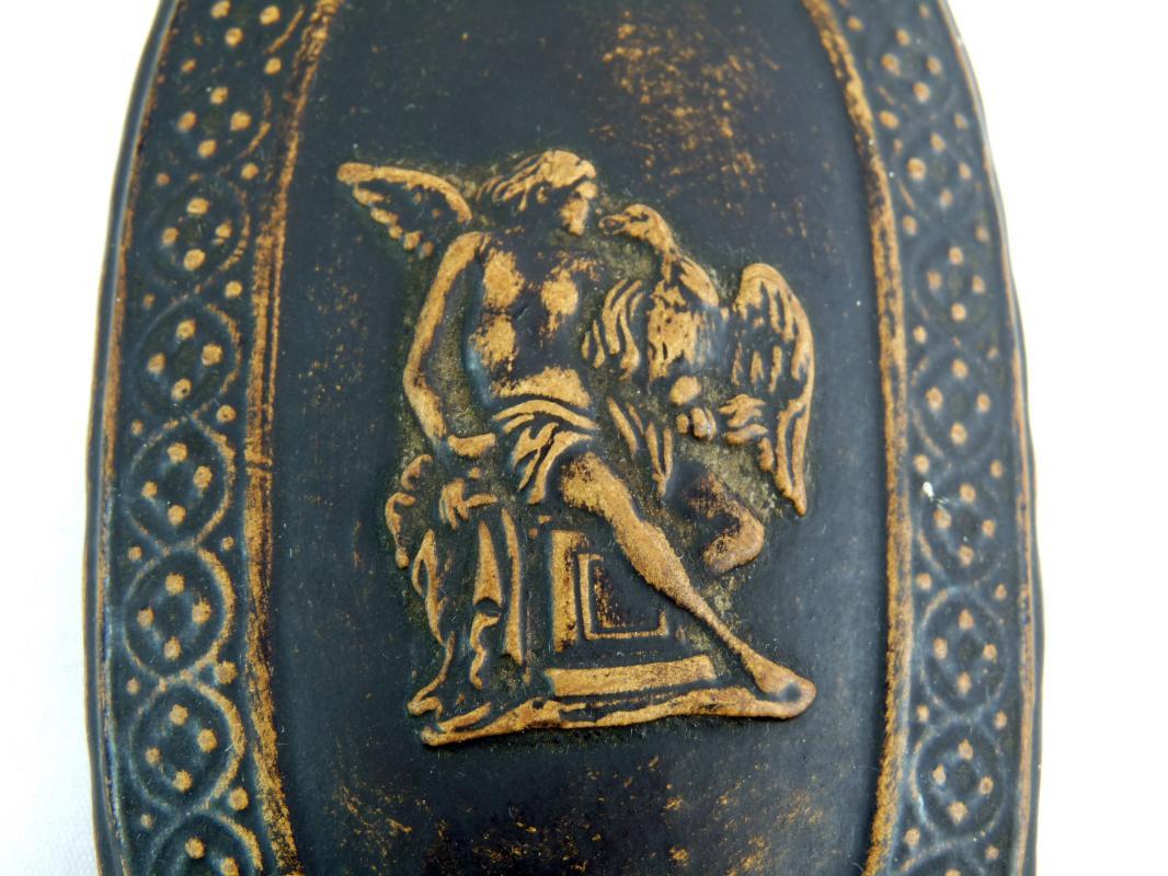 Antique Signed Gerbing & Stephan Bohemian Pottery Neoclassical Covered Match Box