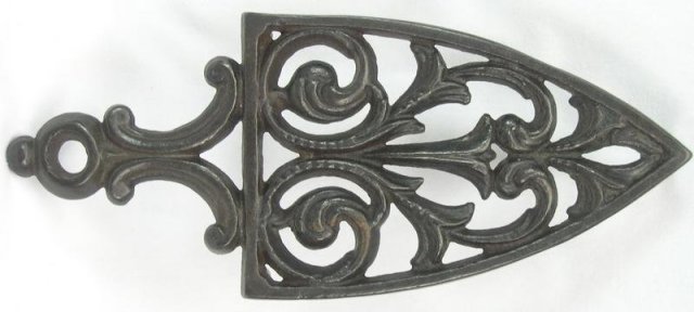 Antique Spade Cathedral Style Cast Iron Trivet Stand
