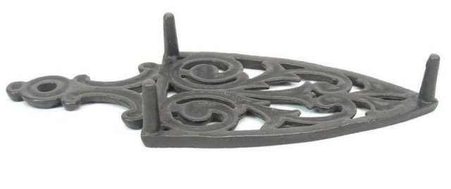 Antique Spade Cathedral Style Cast Iron Trivet Stand