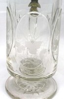 Antique Cut Glass & Etched Beer Stein w/ Pewter Lid