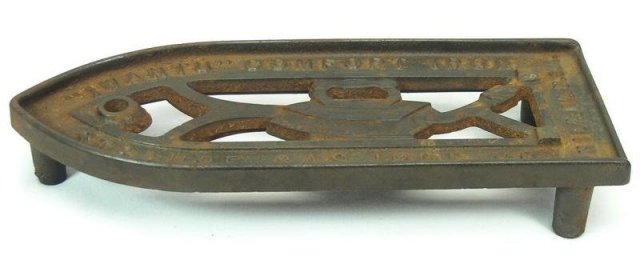 Antique Strause IWANTU Comfort Sad Iron Gas Iron Trivet