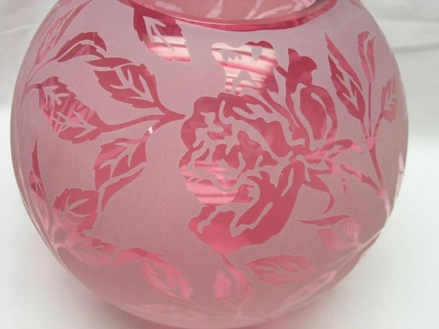 Large Cranberry Signed KELSEY PILGRIM Etched
