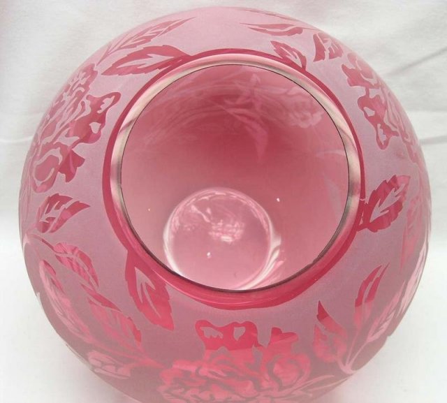Large Cranberry Signed KELSEY PILGRIM Etched