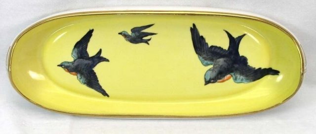 Pre 1921 Hand Painted Nippon Celery Dish Blue Birds
