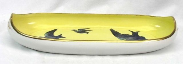 Pre 1921 Hand Painted Nippon Celery Dish Blue Birds