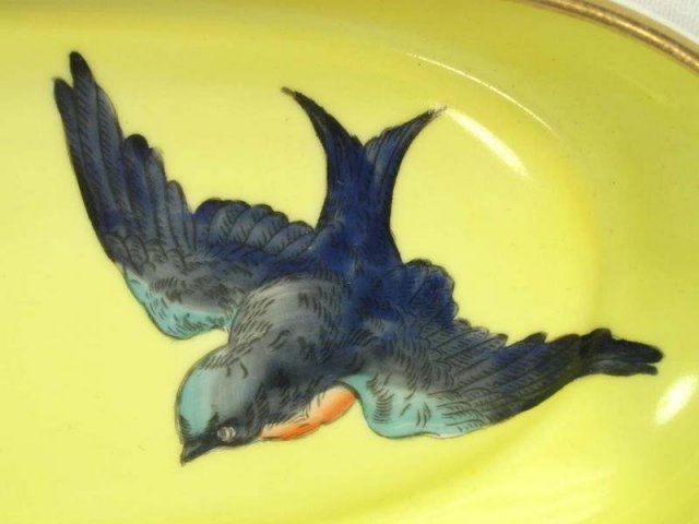 Pre 1921 Hand Painted Nippon Celery Dish Blue Birds