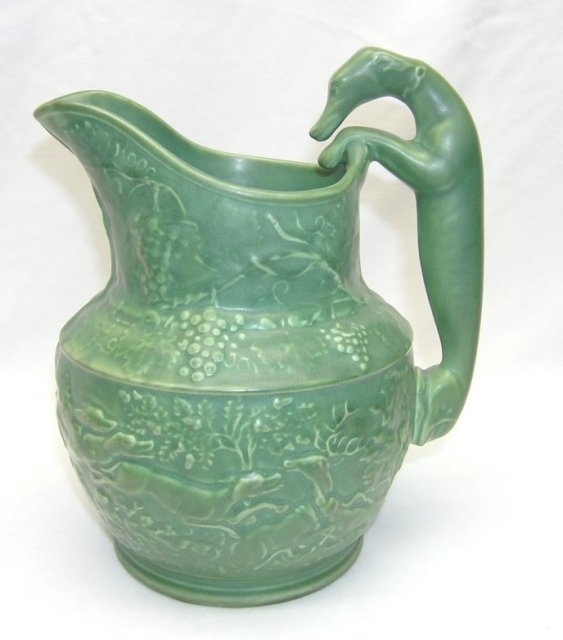1900 Green Vance Avon Faience Hound Handle