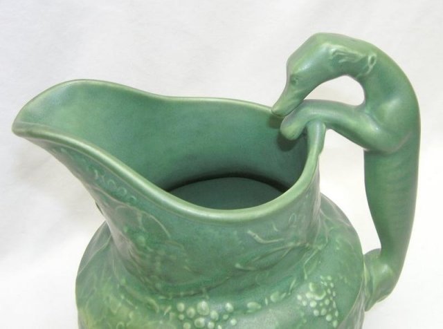 1900 Green Vance Avon Faience Hound Handle