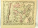 1880 Mitchell's Atlas Map CHILI BRAZIL BOLIVA EUROPE