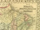 1880 Mitchell's Atlas Map CHILI BRAZIL BOLIVA EUROPE